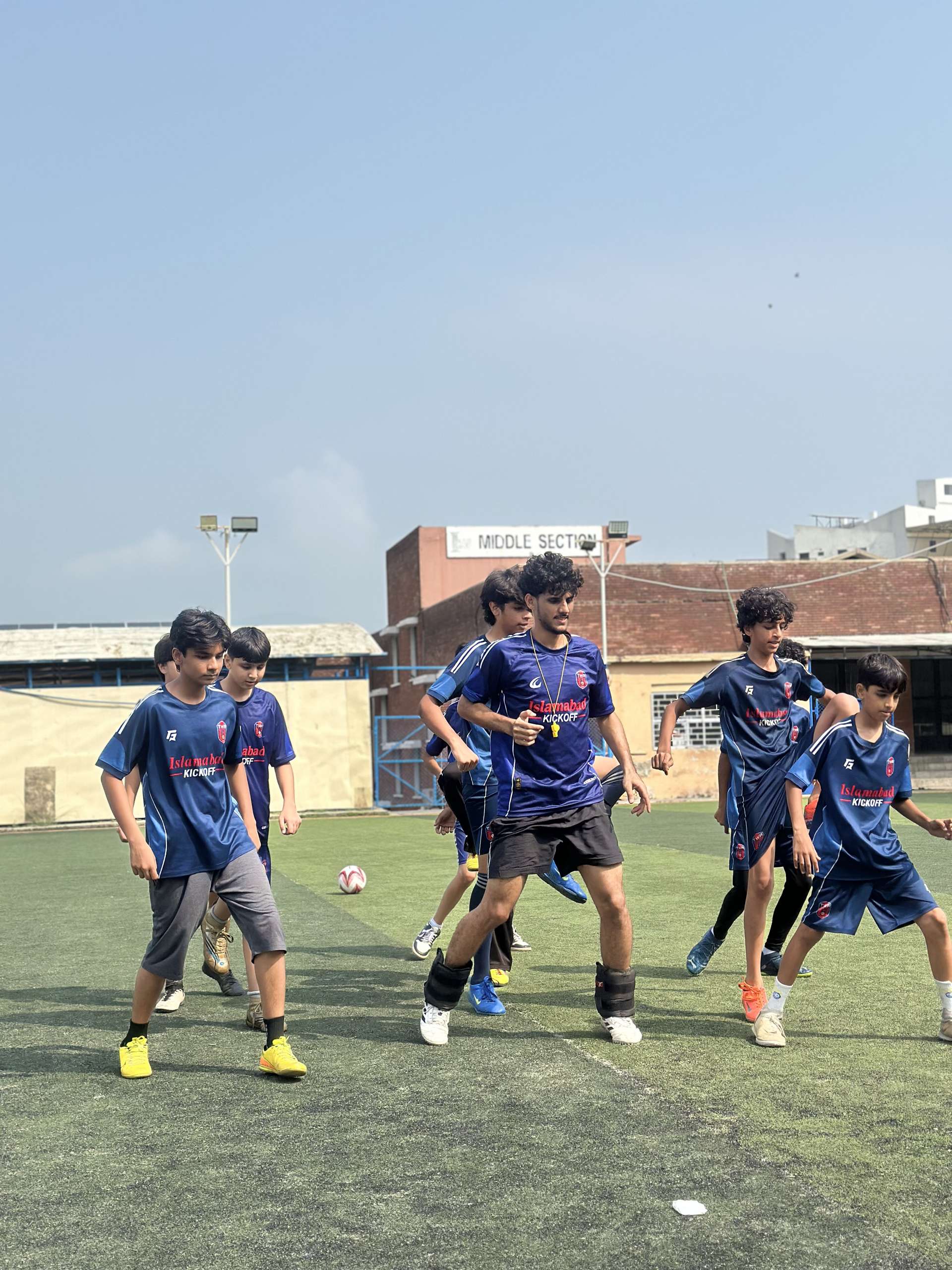 A small-sided game underway on the training pitch